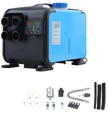 KATSU 12V 24V 220V 5KW Air Diesel Heater, All-in-One Car Truck Diesel Parking Heater, 4 Holes Air Outlet, with LCD Display and Remote Control, Fast Heating, for RV, Boat, Campervans, Caravans