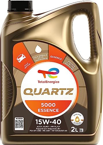 TotalEnergies Quartz 5000 essence 15W-40, Huile moteur, 2 litres