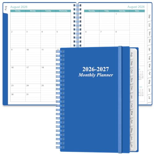 2026-2027 Monthly Planner - August 2026 - December 2027, Two Pages Per Month, 17 Monthly Calendar/Planner with Tabs, Inner Pocket, 6.4 x 8.5, Black
