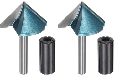 QUARKZMAN 2Ensemble Jeux de Fraises à Rainurer en V de 1,3 de Diamètre, Queue de 6 mm, Profondeur de Coupe de 0,8, Angle de 90 Degrés, Fraise en Carbure de Tungstène pour Cnc 3D