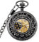 SFQEVHRZ Taschenuhr， Antike Skelett mechanische römische Ziffern Uhren Uhr Anhänger mit Kette(Black)