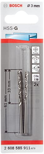Bosch Accessories Bosch Professional Metallbohrer HSS-G geschliffen (2 Stück, Ø 3 mm)