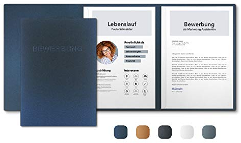 2 Stück 3-teilige Bewerbungsmappen Nachtblau Metallic mit 2 Klemmschienen - Premium-Qualität mit hochwertiger Prägung BEWERBUNG - direkt vom Hersteller STRATAG