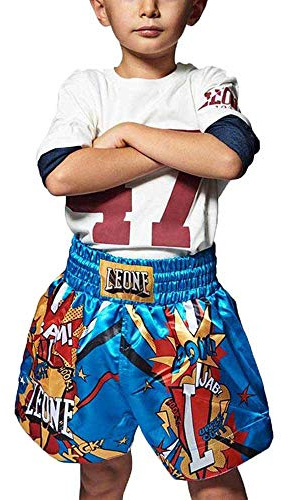 LEONE 1947, Pantaloncino Thai Jr Hero, Unisex Bambini, Azzurro, S, ABJ02