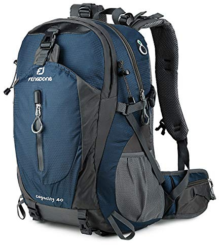 FENGDONG 40L Waterproof Lightweight Outdoor Daypack Hiking,Camping,Travel Backpack for Men Women Blue