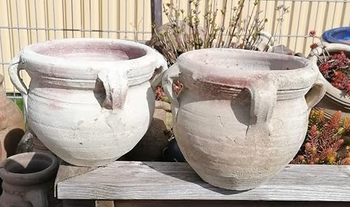 2-er Set Rustikale Blumentöpfe echt Terrakotta ø 20 cm, Blumenkübel für Garten und Wohnung Terracotta Blumen Schale Pflanztopf