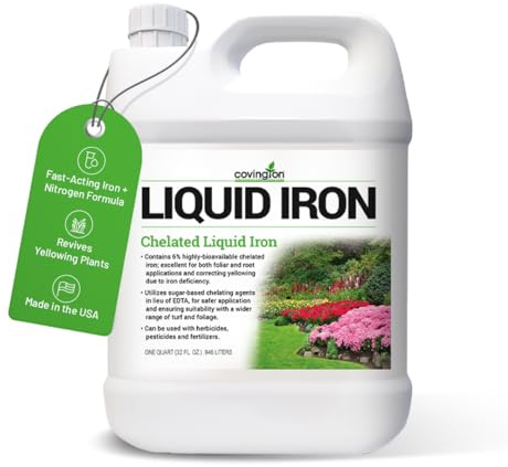 Covington Chelated Liquid Iron Concentrate (32oz) Lawn & Garden Liquid Iron & Nitrogen Supplement for Plants, Shrubs & Trees, Treats Deficiency, Discoloration, Stunted Growth & Root Stress