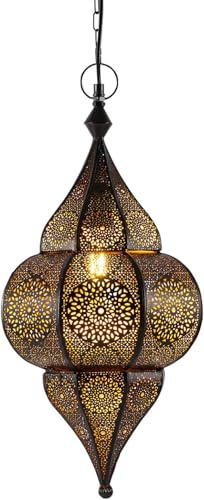 Marrakesch Lámpara Oriental Marroquí - lamparilla colgante - farola de techo Lunar Negro - 40cm - muy práctica para una iluminación excelente - transmite una decoración excelente refinada