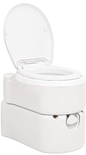 Homgoday Integrerad toalett, vit, 24 + 17 l, HDPE och PP, bärbar kemisk toalett, campingtoalett, kemiskt badrum, bärbar toalett, bärbar toalett för vuxna