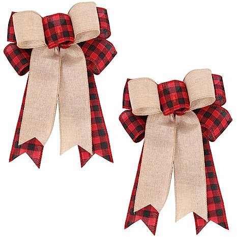 Zerodeko 2stücke Große Weihnachtsbögen Kariert Dekorative Schleifen Für Weihnachtsbaum Festliche Wohn Und Geschäftsdekoration Vielseitig Einsetzbar Für Feiertagsanlässe