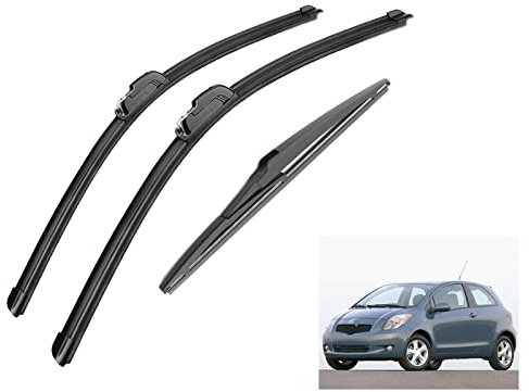 Scheibenwischerblätter vorne hinten Wischerblätter J-Haken für Toyota Yaris MK2 Schrägheck, gebaut in Japan 2006–2011 Wischerblätter