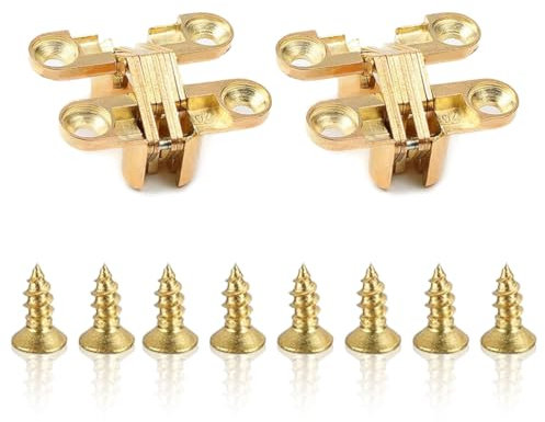 WUMZIRA Lot de 2 charnières de porte en forme de croix invisibles à 180 degrés, Charnière Invisible, En alliage de zinc, Pour armoire, caisses en bois, portes en bois, meubles