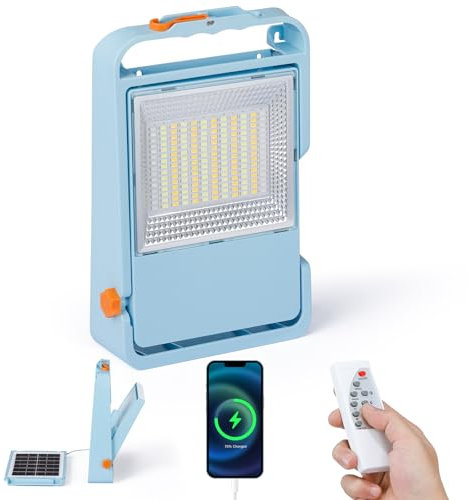 Tomshine 150 W LED Construction Spotlight Battery Solar Work Light Portable 6000 mAh Battery Work Light USB Rechargeable, 5 Light Modes, Camping Lamp Portable Outdoor for Emergencies, Construction