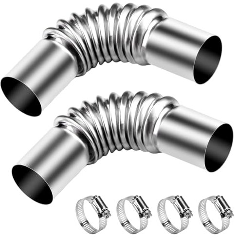 Prmape 2 Pezzi Connettori Angolari per Tubo di Scarico, 24mm Connettore di Scarico di Uscita in Acciaio Inossidabile, Tubo del Riscaldatore da Parcheggio con 4 Morsetti per Generatori di Calore Auto