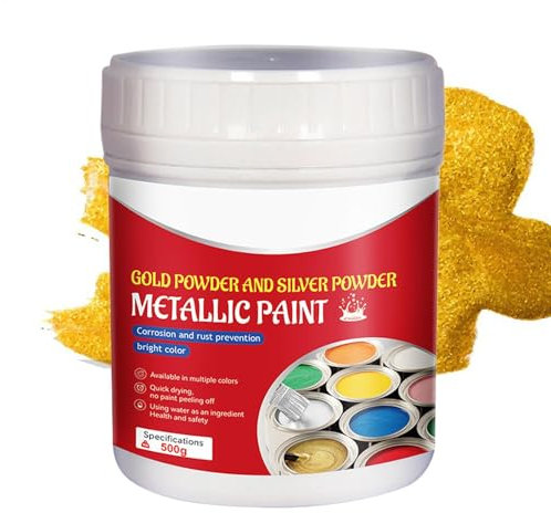 Goldfarbe zum Basteln,Goldfarbe für Metall - 500 ml goldene Bastelfarbe, goldene Stofffarbe - Goldene Holzfarbe, flüssige Goldfarbe für Kunst, Malerei, Kunsthandwerk, Wände, Metall, Gips