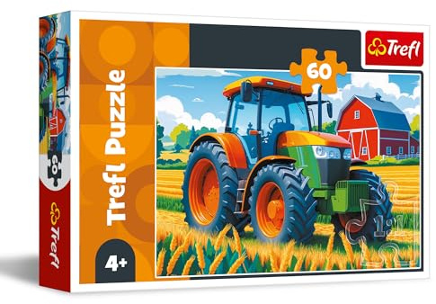 Trefl - Un Véhicule Agricole - Puzzle 60 Pièces - Puzzle coloré avec des Personnages de Bande Dessinée, Divertissement Créatif, Loisir pour Les Enfants à partir de 4 Ans