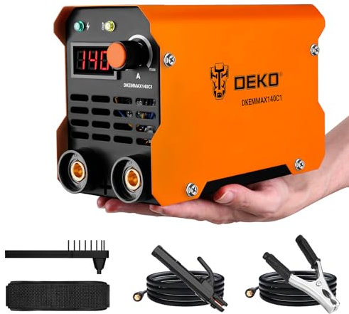 DEKO 140A 220V MMA ARC Soldador Inverter para Reparaciones en el Hogar, Maquina de Soldar de Metal, Bricolaje, Reparación de Bicicletas con Correa de Hombro Ajustable para Soldador