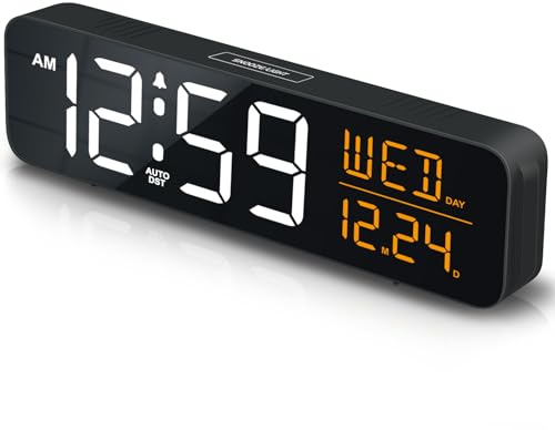 Peakeep Large Display Digital Alarm Clock for Bedroom with Date Day of Week