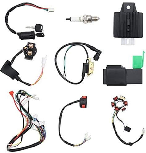 Vuzmode Faisceau de câblage électrique Complet for Moto, for allumage de stator de Quad électrique 50cc, 70cc, 90cc, 110cc, 125cc, Quad, Buggy, Kart (Lot de 9) CDI