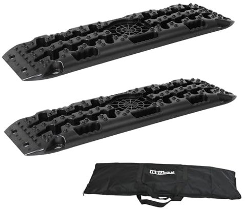 TRUTZHOLM 2 x Anfahrhilfe 106 x 31 x 6 cm Sandbleche 5 T Unterlegrampe Sandboards Offroad Traktionshilfe Recovery Board Schlamm Schnee Sand Camper Zubehör SUV PKW Wohnmobile mit Aufbewahrungstasche