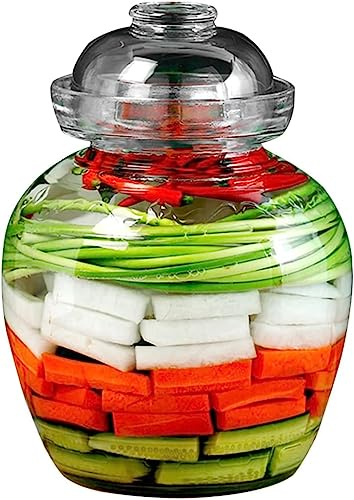 Tarro de fermentación de vidrio con tapa de sellado de agua, ideal para encurtir verduras y champiñones en casa