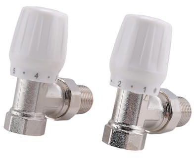 Hopbucan Vanne de Radiateur Thermostatique 2 PièCes SéRies 15Mm X 1/2 Pouces Angle de Radiateur Thermostatique Droite TRV Thermostatique pour Bureau à Domicile