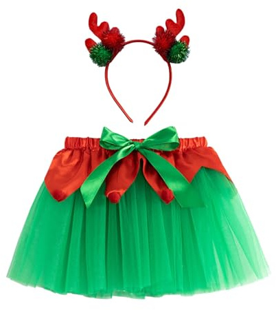 Falda para Ninos Pequenos Media Malla Navidena Ninas Accesorios Cabello Espectáculo Tutú