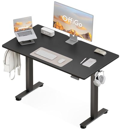 OffiGo Höjdjusterbart skrivbord, 120 cm elektriskt skrivbord, ergonomiskt bord med minnesfunktion, spelbord höjdjusterbar, modernt datorbord för hem och kontor, svart