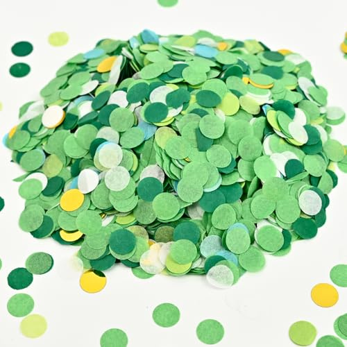 ACKKOR 8000 Unidades 50g Confeti Brillante Verde Neón, Papel Dorado Grande, Confeti de Madera, Decoración de Mesa para Baby Shower, Bodas y Cumpleaños
