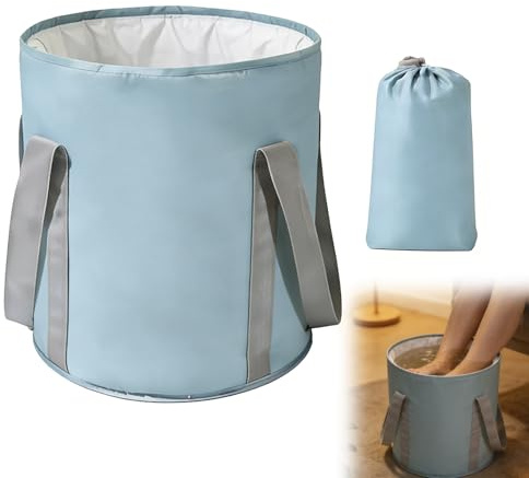Foot Bath Bowl, Collapsible Bucket for Soaking Feet with Storage Bag, Foot Soak Bowl, Foot Bath Tub for Home Camping Washing Fishing Outdoor (Blue)
