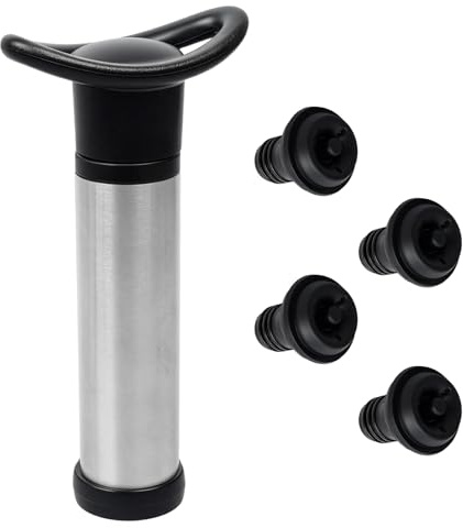 Kit de bomba de vacío y conservador de vino con 4 tapones reutilizables | Protector de vino profesional para mantener el vino fresco durante más tiempo | Sello a prueba de fugas | Regalo esencial para