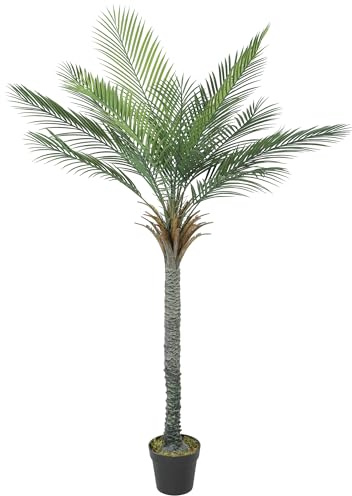HOMCOM Planta Artificial Decorativa 180 cm Palmera Artificial con Maceta y Hojas para Interior Hogar Salón Oficina Verde