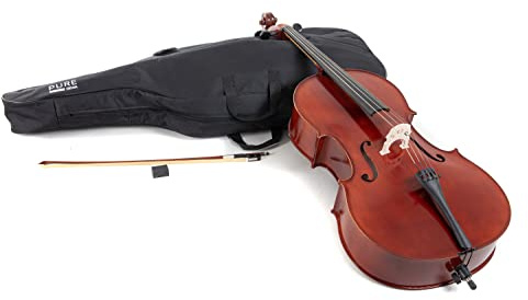 PURE GEWA Set violoncello EW Set in ebano - Violoncello 4/4, Set pronto per suonare, incl. borsa per violoncello, arco, colofonia, cordiera con regolatori di precisione, puntale