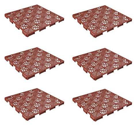 Deck Tiles - 6-Pack Pavers - Polypropylene Interlocking Patio Tiles - Outdoor Flooring for Patio, Porch, Garage, or Pool Deck by Pure Garden (Terracotta)