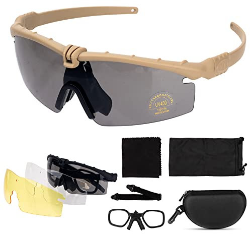 ToopMount Gafas de deporte Gafas de protección antiniebla, gafas de protección, gafas de conducción Gafas de seguridad anti-UV400 para ciclismo, senderismo y tiro (Tan)