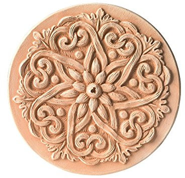 ROSONE FIORE E MARGHERITA (2 PEZZI) IN TERRACOTTA PANNELLI A MURO DECORATIVI FATTI A MANO MADE IN ITALY QUADRO IN COTTO COCCIO NATURALE ARREDO CASA GIARDINO