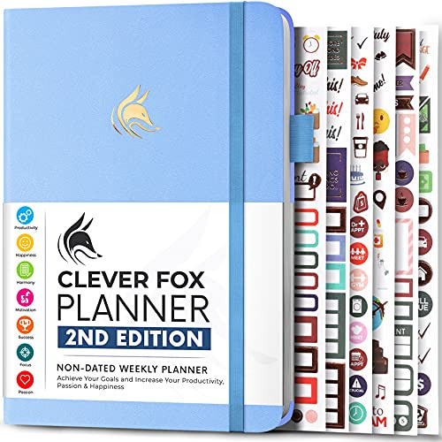 Clever Fox Planner 2nd Edition – Colorful Weekly & Monthly Goal Planner, Time Management & Productivity Organizer, Undated, A5 (Periwinkle)