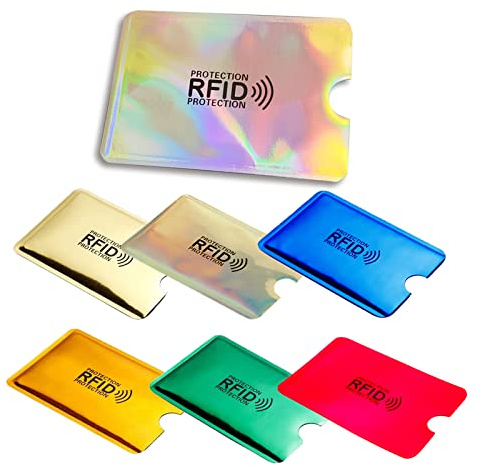 TÜV Certified RFID & NFC Blocking Sleeves, 7 Pack 7 Color - Anti-Theft Credit & Debit Card Protector, Passport Security Holders