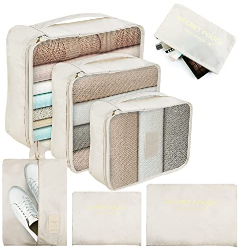 Romon Koffer Organizer Set, 7 Stück Packwürfel packing cubes Wasserfester Reiseorganizer Kleidertaschen Schuhbeutel Kosmetiktasche Kofferorganizer Packtaschen Set
