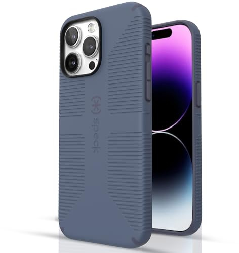 Speck iPhone 15 Pro Max Case - Built for MagSafe, Drop Protection Grip - Scratch Resistant, Soft Touch, 6.7 Inch Phone Case - CandyShell Grip Mystery Blue/Faded Denim