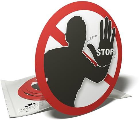 Autocollants de signalisation Stop - Accès interdit - Ne pas passer ni traverser - Panneau de 95 mm pour intérieur ou extérieur - Lot de 6.