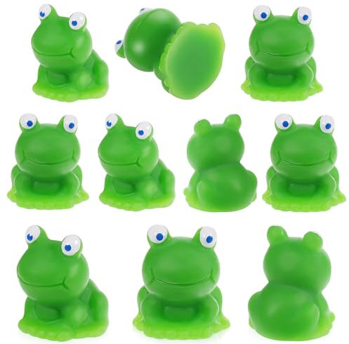 Homoyoyo 10Pcs Mini Frog Garden Decor: Mini Resin Frogs Figurines Resin Figurines,Green Miniature Small Bulk Cute Small Ornaments for Garden Home Office Decor Micro Landscape DIY Bonsai Crafts