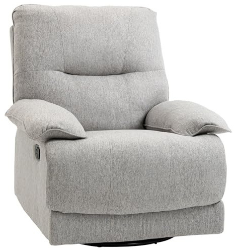 HOMCOM Sillón Reclinable de Salón Sillón Relax Reclinable Manual hasta 150° Tapizado en Tela con Reposapiés Carga 160 kg para Sala de Estar Dormitorio Oficina 89x98x101 cm Gris