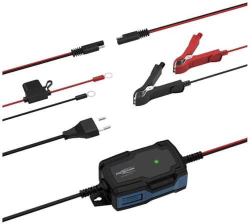 ANSMANN Chargeur Intelligent à 5 Niveaux 6V 12V / 1A avec Affichage LED pour Batteries au Plomb pour Voiture, Moto et camionnette