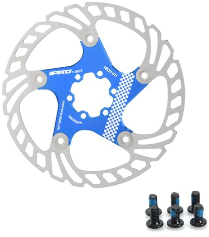Yongness Disque de frein de vélo 160 mm 180 mm 203 mm Disque de frein à disque de vélo Rotor de frein flottant adapté aux vélos de route, VTT, BMX,Pièces pour vélos (Bleu 180 mm)