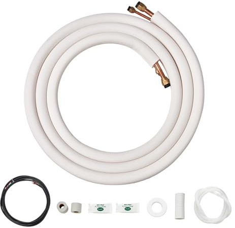 VEVOR Set Mini Split Line da 4876,8 mm, Tubi in Rame con Diametro Esterno 9,5 e 15,9 mm e Isolamento a Triplo Strato, per Apparecchiature di Condizionamento Pompe Riscaldamento HVAC Ricchi Accessori