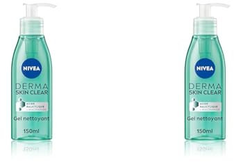 NIVEA Derma Skin Clear Gel nettoyant visage (1 x 150 ml), Soin nettoyant formulé pour les peaux à imperfections, Gel visage à l'acide salicylique & niacinamide (Lot de 2)
