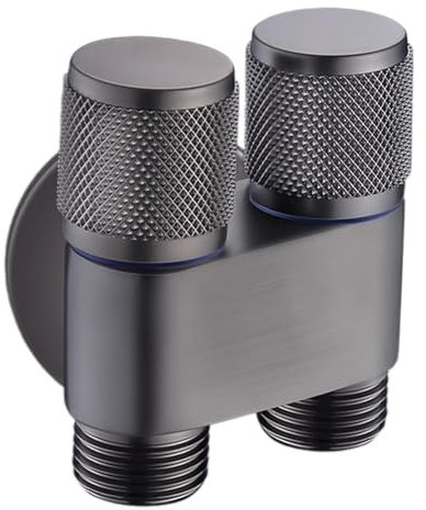 JISADER Válvula de Control Doble 1 en 2 Salidas, Válvula Divisora de Agua G1/2, Válvula de ángulo de Control Doble 1 en 2 Salidas para Inodoro de Ducha Bidé, GRIS
