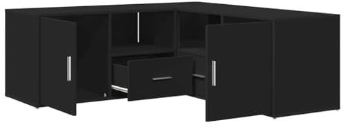 Armoire d angle noir 200x40x45 cm bois d'ingénierie
