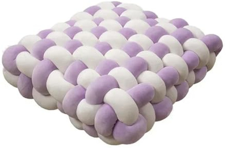 1 coussin carré noué oreiller esthétique nordique chaise de bureau coussin décoratif en peluche dormeuse nœud de dos fait main coussin blanc violet 30 x 50 x 12 cm